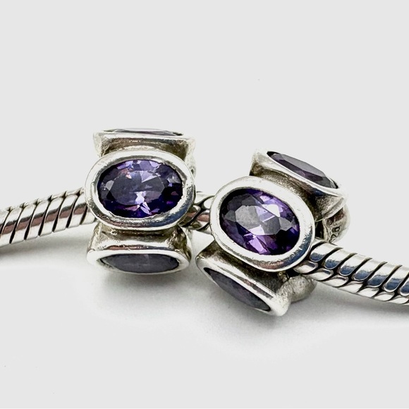 Pandora Jewelry - Pandora Purple Oval Lights Sterling Silver Charm Set of 2